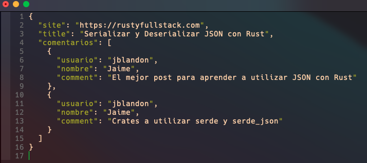Convertir un String en Formato JSON a un Objeto con Rust. | Rusty Full ...